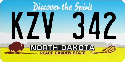 ND license plate KZV342