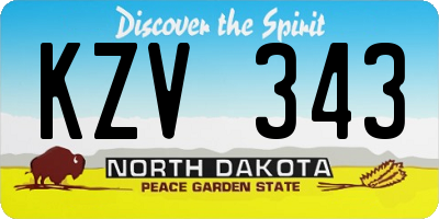 ND license plate KZV343