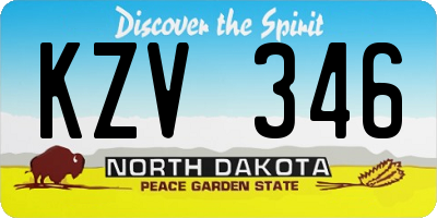 ND license plate KZV346