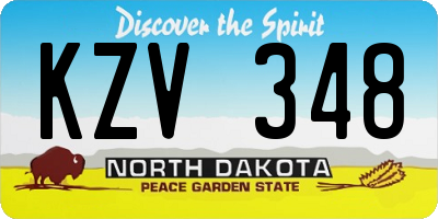 ND license plate KZV348