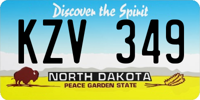 ND license plate KZV349