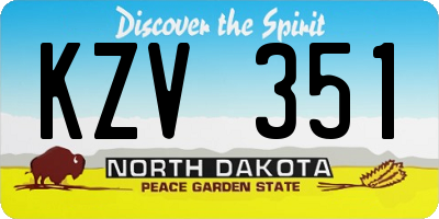 ND license plate KZV351