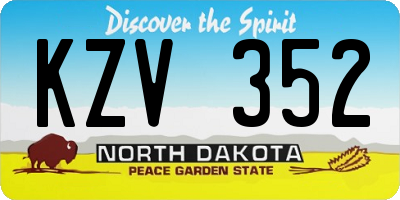 ND license plate KZV352