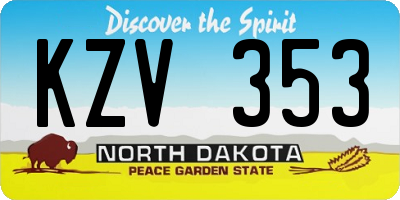 ND license plate KZV353