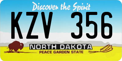 ND license plate KZV356