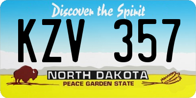 ND license plate KZV357