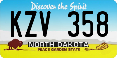 ND license plate KZV358