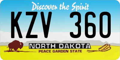 ND license plate KZV360