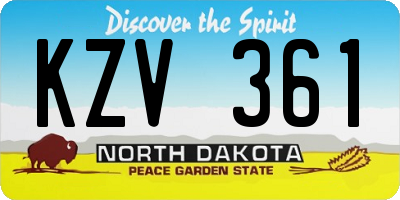 ND license plate KZV361