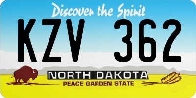 ND license plate KZV362