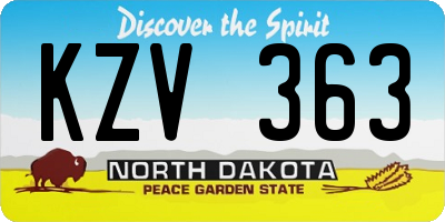 ND license plate KZV363