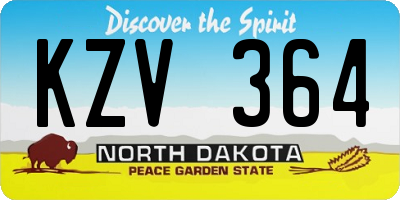 ND license plate KZV364