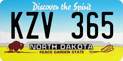 ND license plate KZV365