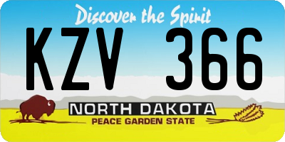 ND license plate KZV366