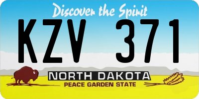 ND license plate KZV371