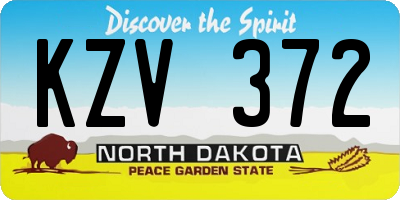 ND license plate KZV372