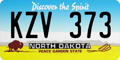 ND license plate KZV373