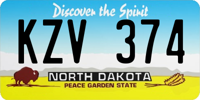 ND license plate KZV374