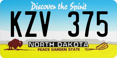 ND license plate KZV375