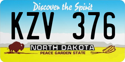 ND license plate KZV376