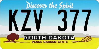 ND license plate KZV377