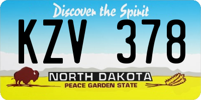 ND license plate KZV378