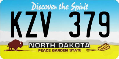 ND license plate KZV379