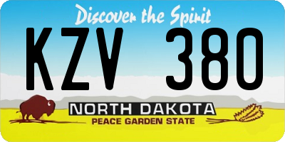 ND license plate KZV380