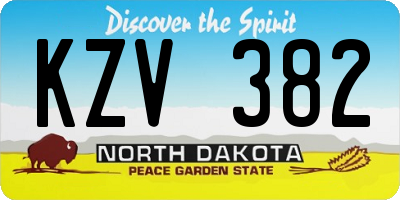 ND license plate KZV382