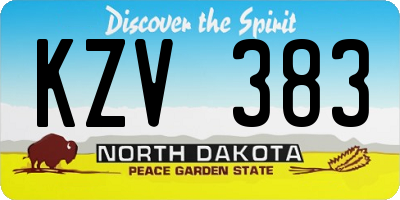 ND license plate KZV383