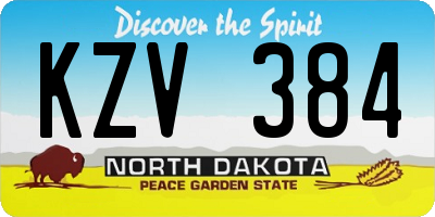 ND license plate KZV384