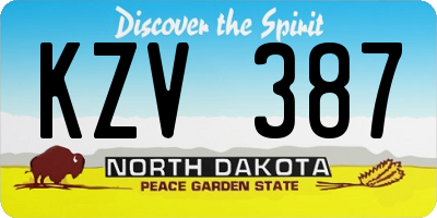 ND license plate KZV387