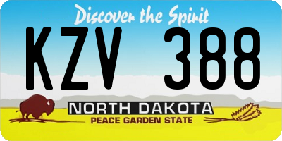 ND license plate KZV388