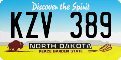 ND license plate KZV389