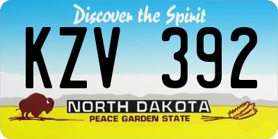 ND license plate KZV392