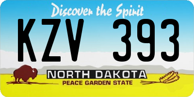 ND license plate KZV393