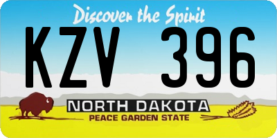 ND license plate KZV396