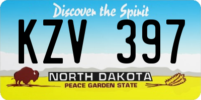 ND license plate KZV397