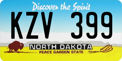 ND license plate KZV399