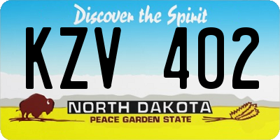 ND license plate KZV402