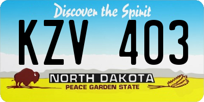 ND license plate KZV403