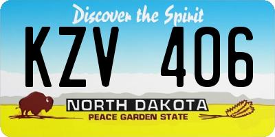 ND license plate KZV406