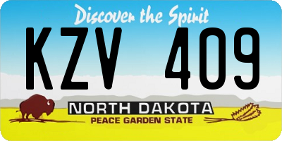 ND license plate KZV409