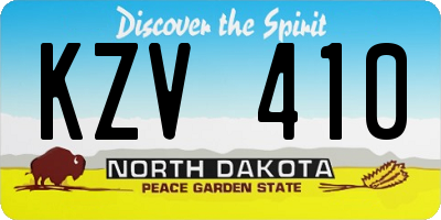 ND license plate KZV410