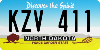 ND license plate KZV411