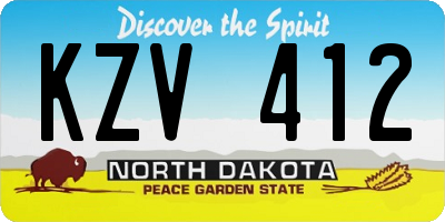 ND license plate KZV412