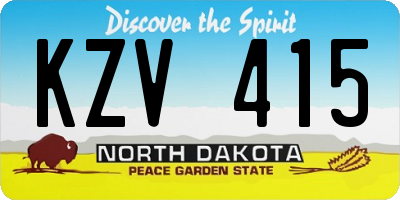 ND license plate KZV415