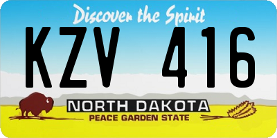 ND license plate KZV416