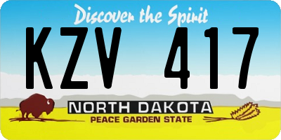 ND license plate KZV417