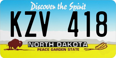 ND license plate KZV418